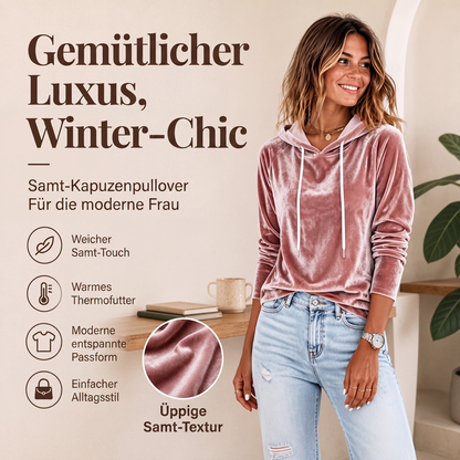 Samt-Kapuzenpullover mit Kordelzug für Damen