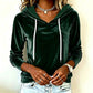 Samt-Kapuzenpullover mit Kordelzug für Damen