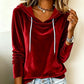 Samt-Kapuzenpullover mit Kordelzug für Damen