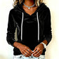 Samt-Kapuzenpullover mit Kordelzug für Damen