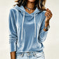 Samt-Kapuzenpullover mit Kordelzug für Damen