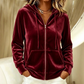 Samt-Kapuzenpullover mit Reißverschluss für Damen