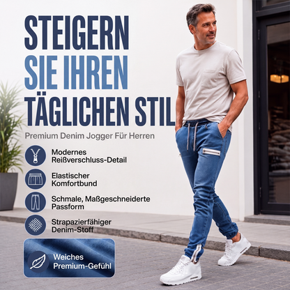 👖✨Bestseller – Slim-Fit-Jeans-Jogginghose mit Stretch-Bund – Einfach anzuziehen und mit elegantem, konisch zulaufendem Schnitt für den Alltag