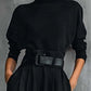 Eleganter Damen-Zweiteiler: Rollkragen-Shirt & Hose mit hohem Bund