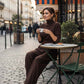 Eleganter Damen-Zweiteiler: Rollkragen-Shirt & Hose mit hohem Bund