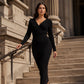 💎👗 Neuheiten – Geripptes V-Ausschnitt-Wickelkleid – elegant und bequem