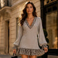 💎👗 Neuheiten – 50%Rabatt!!!🛍️✨Damen Strickkleid mit V-Ausschnitt und Laternenärmeln