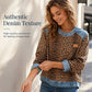 💎🧵 Bestseller – Karo-Denim-Sweatshirt mit Patchwork – bequem und stylisch