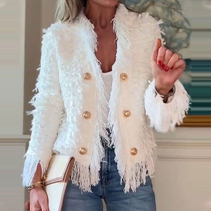 💎🧥 Neuheiten – Kurzjacke mit Quasten und Knöpfen – bequem
