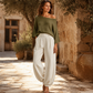 💎👚 Neuheiten – Damen-Set aus schulterfreiem Strickoberteil und lässigen Hosen