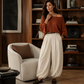 💎👚 Neuheiten – Damen-Set aus schulterfreiem Strickoberteil und lässigen Hosen