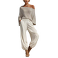 💎👚 Neuheiten – Damen-Set aus schulterfreiem Strickoberteil und lässigen Hosen