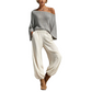💎👚 Neuheiten – Damen-Set aus schulterfreiem Strickoberteil und lässigen Hosen