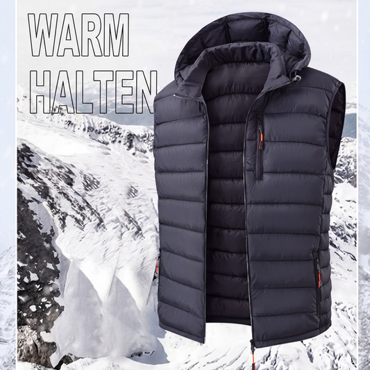 Herren-Wintersteppweste mit abnehmbarer Kapuze