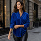 Damen-Bluse in Unifarbe mit Rüschenkragen