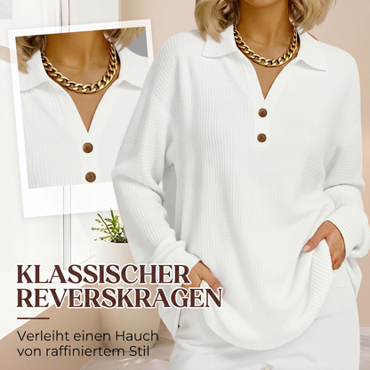 ⭐ Top-bewertet – V-Ausschnitt-Bluse mit Waffeltextur