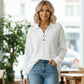 ⭐ Top-bewertet – V-Ausschnitt-Bluse mit Waffeltextur