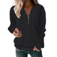 Damen-Sweatshirt mit Zopfmuster und halblangem Reißverschluss
