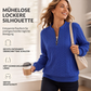 Damen-Sweatshirt mit Zopfmuster und halblangem Reißverschluss