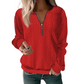 Damen-Sweatshirt mit Zopfmuster und halblangem Reißverschluss