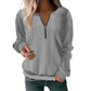 Damen-Sweatshirt mit Zopfmuster und halblangem Reißverschluss