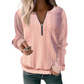 Damen-Sweatshirt mit Zopfmuster und halblangem Reißverschluss