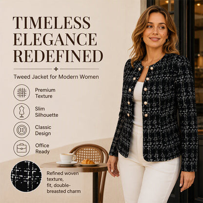 Vintage-Tweedjacke für Damen, schmal geschnitten