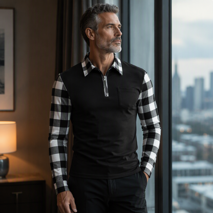 👕💎 Bestseller – Legeres Langarm-Halbzipphemd für Herren