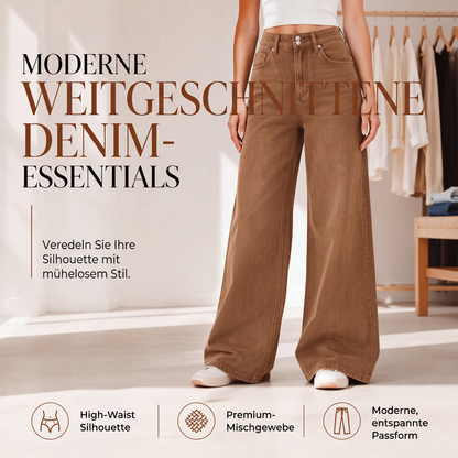 👖🔥 Bestseller – Damenjeans mit weitem Bein – figurschmeichelnd