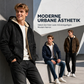 Herren Winter Kapuzenjacke mit Reißverschluss und Fleecefutter