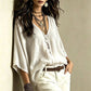 👚⭐ Top-bewertet – Damen-Bluse mit legerem Fall und V-Ausschnitt