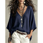👚⭐ Top-bewertet – Damen-Bluse mit legerem Fall und V-Ausschnitt