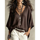 👚⭐ Top-bewertet – Damen-Bluse mit legerem Fall und V-Ausschnitt