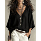 👚⭐ Top-bewertet – Damen-Bluse mit legerem Fall und V-Ausschnitt