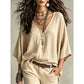 👚⭐ Top-bewertet – Damen-Bluse mit legerem Fall und V-Ausschnitt