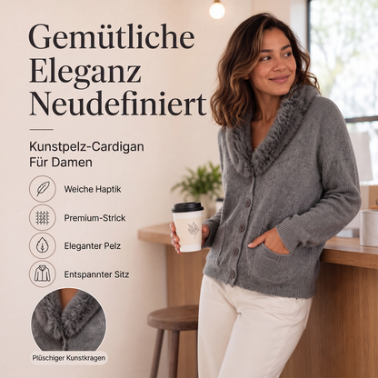 ✨ Neuheiten – Damen Strickcardigan mit Pelzkragen