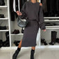 👗🌸 Bestseller – Damen-Set mit Sweatshirt mit schrägen Schultern und ärmellosem Kleid