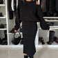 👗🌸 Bestseller – Damen-Set mit Sweatshirt mit schrägen Schultern und ärmellosem Kleid