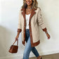 🧥🌸 Jetzt im Trend –Damen Plüschjacke mit Revers und Patchwork-Design