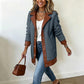 🧥🌸 Jetzt im Trend –Damen Plüschjacke mit Revers und Patchwork-Design