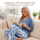 Damen-Set aus V-Ausschnitt-Bluse und bedruckter Weithose