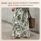 Damen-Set aus V-Ausschnitt-Bluse und bedruckter Weithose