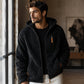 Herren-Fleecejacke mit Kapuze und Reißverschluss
