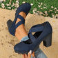 📢📢50%Rabatt!!!🎉✨Mary-Jane-Schuhe für Damen mit runder Spitze, überkreuzten Riemen, Blockabsatz, Plateau und Cut-Out-Ausschnitten, hochhackig