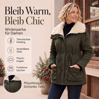 Gepolsterte Damen-Kapuzenjacke in mittellanger Länge