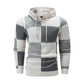 Herren-Casual-Kapuzenstrickpullover mit karierten Patchwork-Elementen