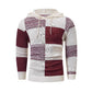 Herren-Casual-Kapuzenstrickpullover mit karierten Patchwork-Elementen