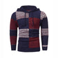 Herren-Casual-Kapuzenstrickpullover mit karierten Patchwork-Elementen