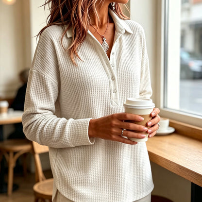 ☀️🧶 Jetzt im Trend – Lässiges Waffelstrick-Shirt – ideal für Alltag