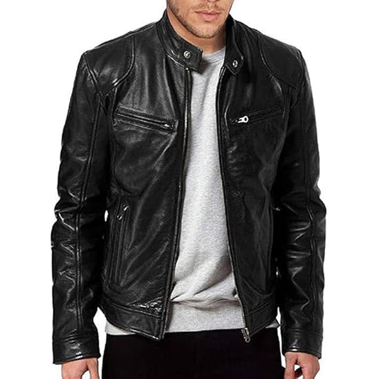 🧥 50% Rabatt | Markante Silhouette & moderner Leder-Look – Herren Stehkragenjacke